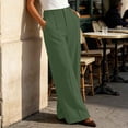 thumbnail image 6 of Htigea Women's Dress Pants Button High Waisted Work Trousers Solid Color Straight Leg Business Pant with Pockets Army Green S, 6 of 7