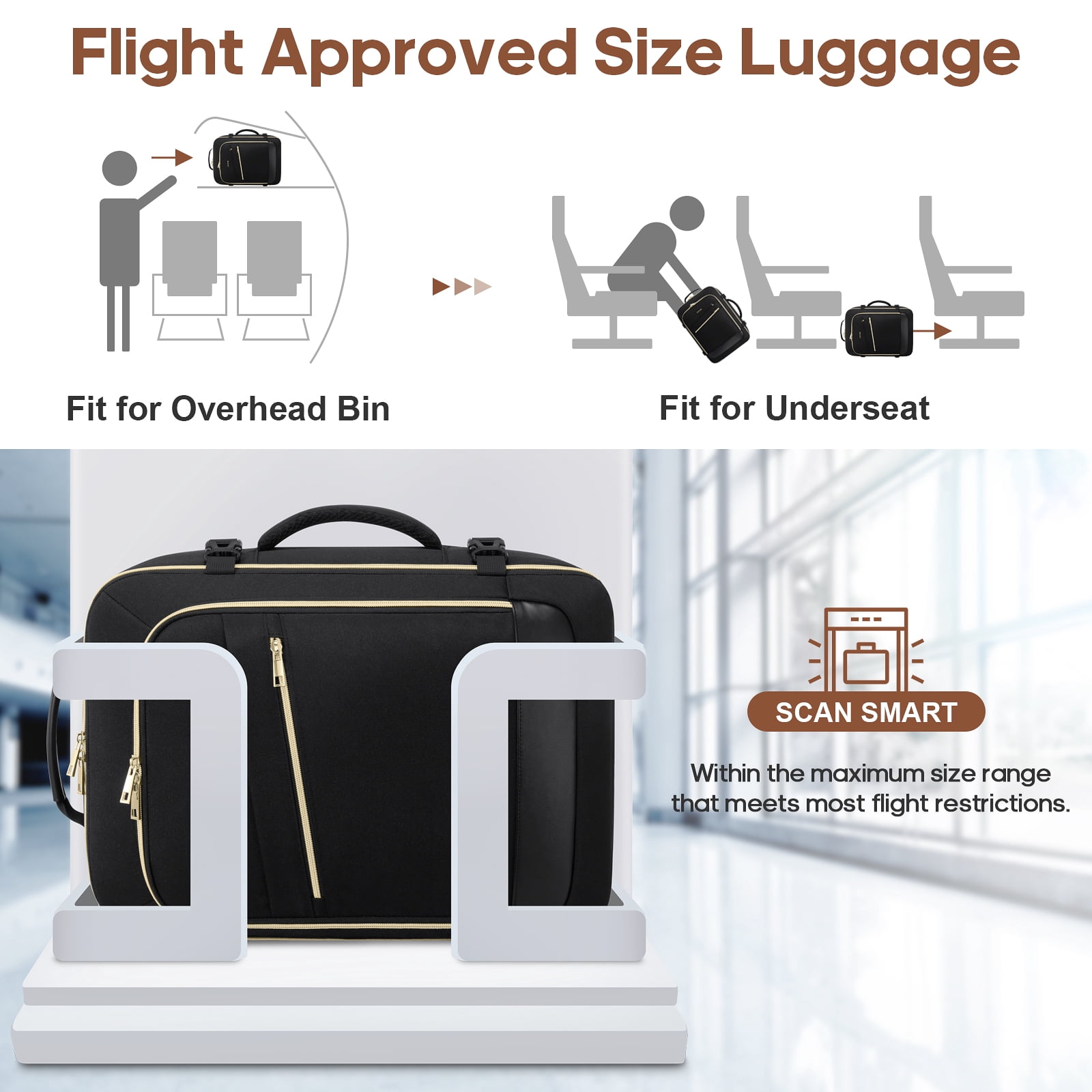 UKEIN Travel Backpack for Women Carry on Backpack Flight Approved 40L Personal Item Backpack Water Proof Backpack with Packing Cubes and Shoe Pocket