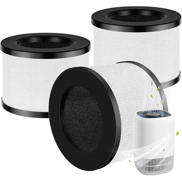Lot de 3 Filtres de Remplacement DH-JH12 Compatibles avec Purificateur d'Air VOOPNU DH-JH12, ToLife TZ-K1 Air Puri-fier, MK01 MK06 et FreAire KN6391, Purificateurs d'Air, Filtration 3-en-1, Filtre de Remplacement JH12