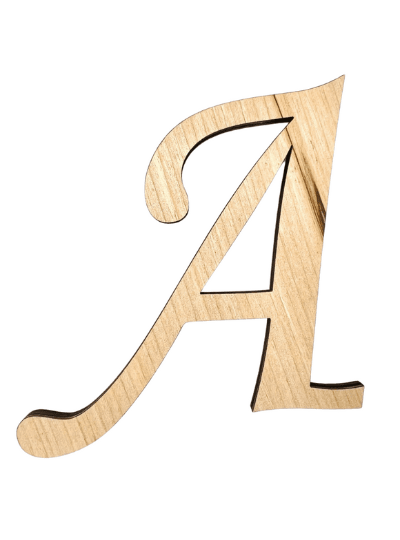 2" Tall BIRCH Wood Letter A | Krafty Supply 1/4" Thick Wooden Letters | Unfinished Craft Letters | Monotype Font | Fancy Fonts