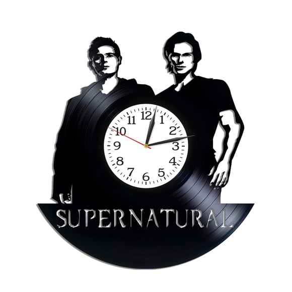 Kovides Super Winchester Brothers Room Art Lp Vinyl Retro Record Wall Clock Vintage Birthday Gift for Man Winchester Brother Art Clock Serial Art Xmas Gift Idea for Girl Wall Clock Large