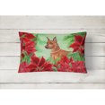 thumbnail image 2 of Carolines Treasures CK1304PW1216 Miniature Pinscher Poinsettas Canvas Fabric Decorative Pillow  12H x16W multicolor, 2 of 3