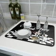 thumbnail image 6 of Bistro Fat Chef Dish Drying Mat 16"x18"Anti Fatigue Wine Plump Italian Red Glass Drainer Mat Black White Chubby Pasta Cook Check Dishes Pad Buffalo Plaid Dish Drainer Rack Mats Kitchen Decor, 6 of 6