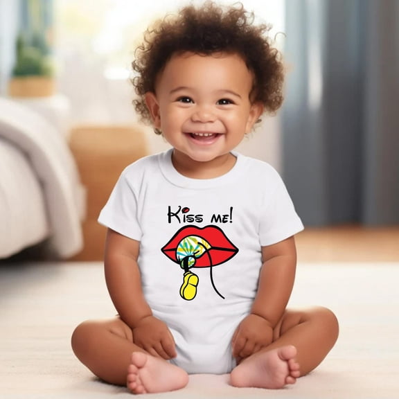Valentine Baby Onesie, Kiss Me Valentine Vibes Day Bodysuit, Funny Valentine Boy Girl Baby Gift, Valentine Day Tee Shirt Cute and Cool Baby Bodysuit, BABY BODYSUIT LAT 4424
