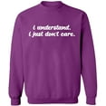 thumbnail image 2 of OXI Crewneck Sweatshirt - I Understand I Just Don't Care, Basic Casual Sweatshirts for Men's and Women Fleece Sweatshirt Long Sleeve - Purple X-Large, 2 of 2