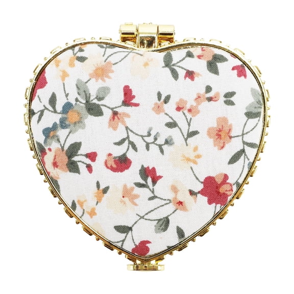 Unique Bargains Floral Heart-Shaped Compact Mirror - Mini Pocket Mirror for Purse White