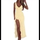 thumbnail image 2 of Vestido de Cóctel para Mujer, Maxivestido Informal Ajustado con Escote en V, Sin Mangas, de con Dobladillo con Volantes, Espalda Descubierta y Abertura Alta. Amarillo M, 2 of 8
