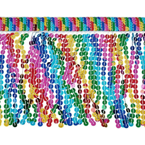 10 yardas de flecos de lentejuelas de 9.4 pulgadas de ancho. Flecos de borlas de lentejuelas de colores para coser.
