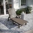 thumbnail image 3 of Merrick Lane Gaylord Set of 2 Adjustable Adirondack Loungers with Cup Holders- All-Weather Indoor/Outdoor HDPE Lounge Chairs in Brown, 3 of 12