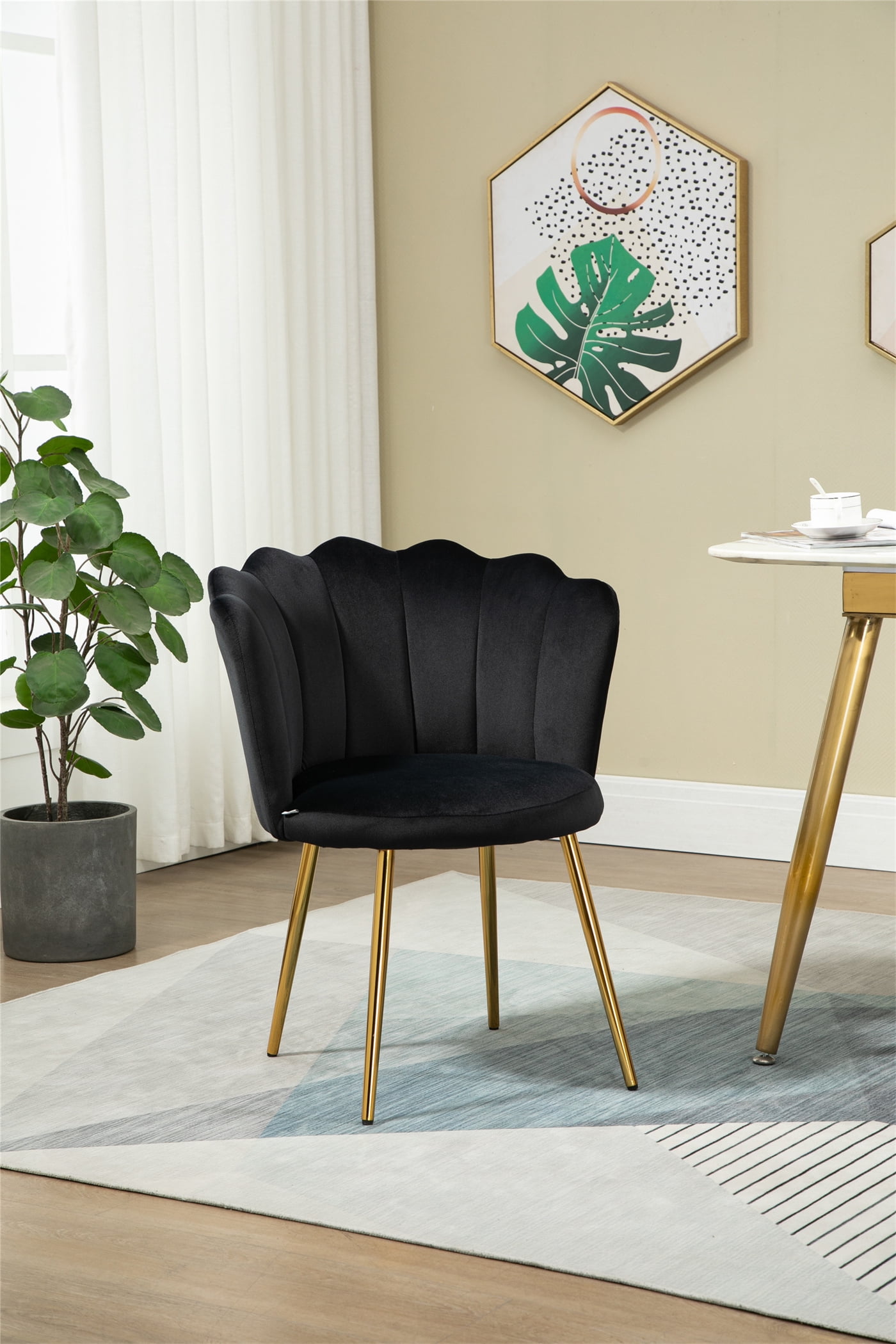 Black Velvet Living Room Chair, Moder Club Chair, Upholstered Dining