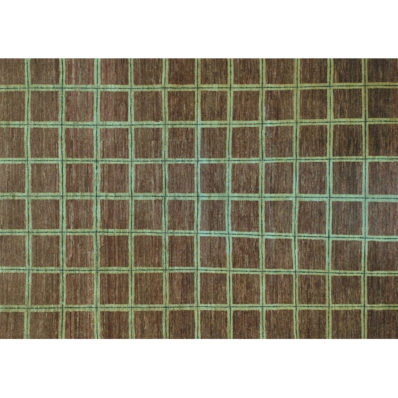 Ahgly Company Indoor Rectangle Checkered Light Blue Modern Area Rugs, 6' x 9'