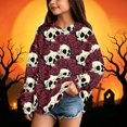 thumbnail image 4 of Grblisyd Girls Halloween Hoodies Kids Cute Skeleton Floral Print Hooded Sweatshirts Pullover Long Sleeve Drop Shoulder Tops with Kangaroo Pocket, 4 of 5