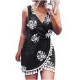 thumbnail image 1 of Vestido delgado estampado con cuello en V sin mangas informal de moda cómoda de verano para mujer Pompotops ghjkhdj19078, 1 of 9
