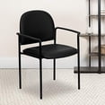 thumbnail image 2 of Flash Furniture Comfort Black Vinyl Stackable Steel Side Reception Chair with Arms, 2 of 5