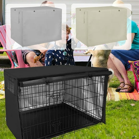 Fiudx Funda para Jaula de Perro, Tela Impermeable de Alta Resistencia, Protección Uv, Diseño de Ventana de Malla, Reduce La Ansiedad, Puertas de Fácil Acceso, Compatible con Jaulas Medianas y Grandes