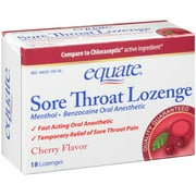 Equate: Cherry Flavor Sore Throat Lozenge, 18 Ct