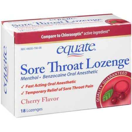 Equate: Cherry Flavor Sore Throat Lozenge, 18 Ct
