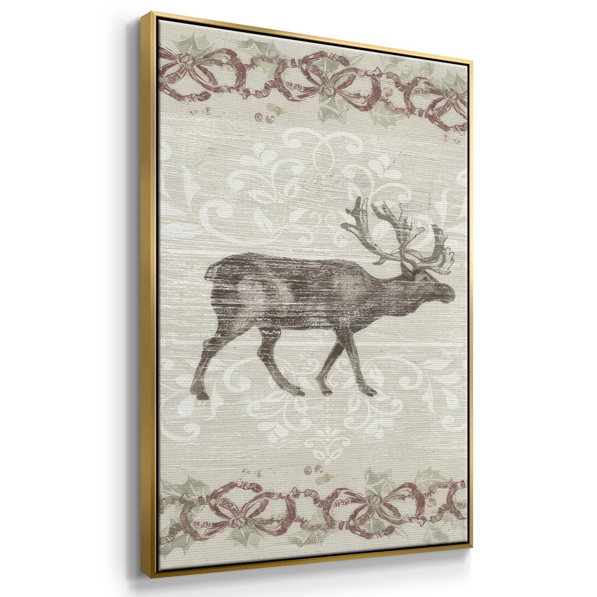 Cabin Christmas Collection B - Framed Gallery Wrapped Holiday Canvas - 25 x 37 - Gold Frame