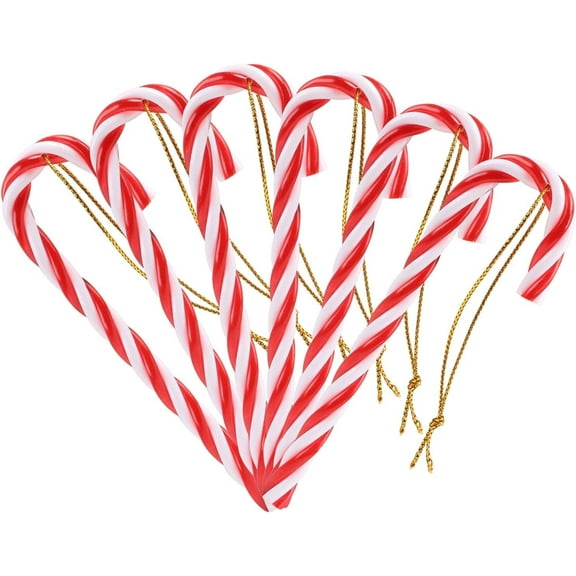 Christmas Candy Cane Hanging Ornaments for Christmas Tree Party Decorations, Plastic, 4.5", Pack of 12