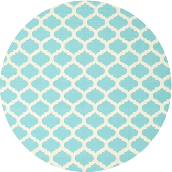 Ahgly Company Machine Washable Indoor Round Contemporary Celeste Blue Area Rugs, 6' Round