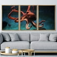 thumbnail image 3 of wall26 - 3 Piece Framed Canvas Wall Art - Common Octopus (Octopus Vulgaris). Wildlife Animal. - Modern Home Art Stretched and Framed Ready to Hang - 16"x24"x3 NATURAL, 3 of 5