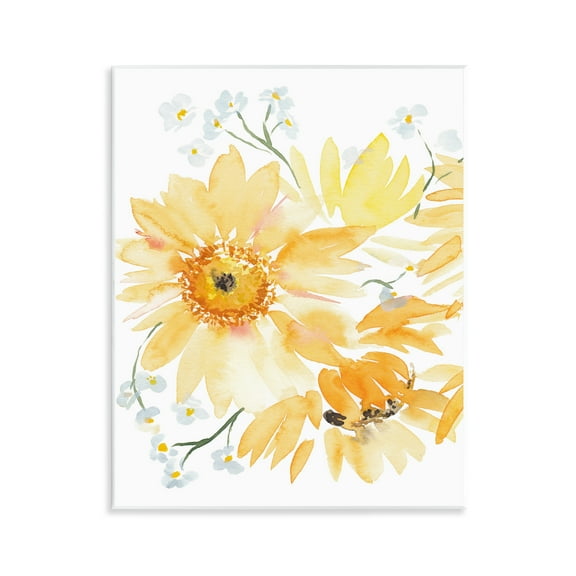 Stupell Industries Yellow Brushed Flowers Botanical & Floral Painting Unframed Art Print Wall Art, 11 x 14