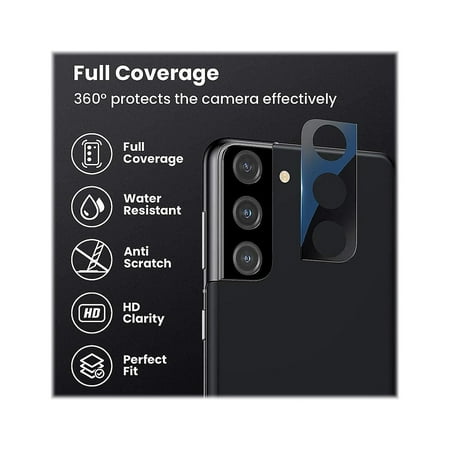 SaharaCase - ZeroDamage Camera Lens Protector for Samsung Galaxy S21 FE 5G (2-Pack) - Clear/Black