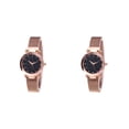 thumbnail image 4 of Seitruly Reloj Star Sky para mujer, correa de malla, de cuarzo analógico para novia, reloj de pulsera, regalo de vacaciones oro rosa 2piezas, 4 of 5