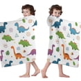 thumbnail image 4 of White Dinosaurs Geometric Leaves Pattern Hooded Bath Towel，60"x35" for Ages 3 To 12 Kids, Quick Dry Lightweight Soft Microfiber Hood Beach Towel Cover Up for Kids, 4 of 7