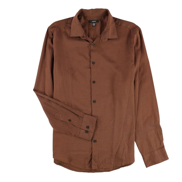 Alfani Vesper Twill Button Up Shirt para hombre, marrón, grande