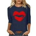 thumbnail image 2 of ALLLIST Crew Neck Womens Tops 3/4 Sleeve Holiday T-Shirts Blue Graphic Fashion Shirts for Women, 2 of 4