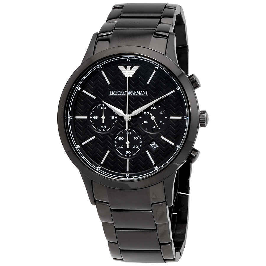 armani black steel watch