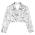 thumbnail image 2 of LiiYii Girls Metallic Jacket Kids Motorcycle Biker Coat Long Sleeve Modern Hip Hop Jazz Dance Tops Outwear Silver 14, 2 of 4