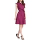 thumbnail image 4 of Vestido de camisa para mujer Inspire Chic con mangas cortas, cuello de punta, cinturón en la cintura, botones, vestido medio, talla S, fucsia, 4 of 6
