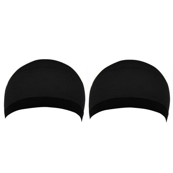 2 Pack Black Wig Caps - Nylon, Stretchable, Thin/Light/Soft, One Size Fits Most, Holds Hair in Place, Easy to Wash, Comfortable