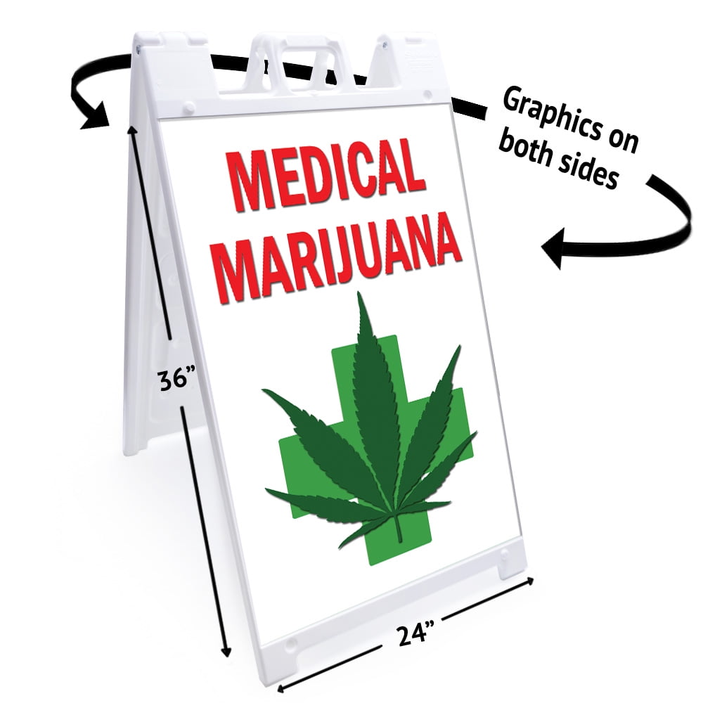 18 X 24 Print Size A-Frame Sidewalk Medical Marijuana for Sale Sign with Graphics On Each Side