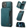 thumbnail image 1 of Dteck Case for Apple iPhone 13 6.1-inch,Retro Magnetic Leather Card Holder Wallet Shockproof Case Hybrid Rubber Zipper Purse Kickstand Protective Cover for iPhone 13,Blue, 1 of 6