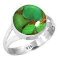 thumbnail image 1 of 925 Silver Ring For Women - Men Copper Green Turquoise Stone Silver Ring Size 8.5 Costume Silver Ring Size 8.5 Gift For Girl Friend On Easter 925 Gemstone Silver Jewelry, 1 of 6