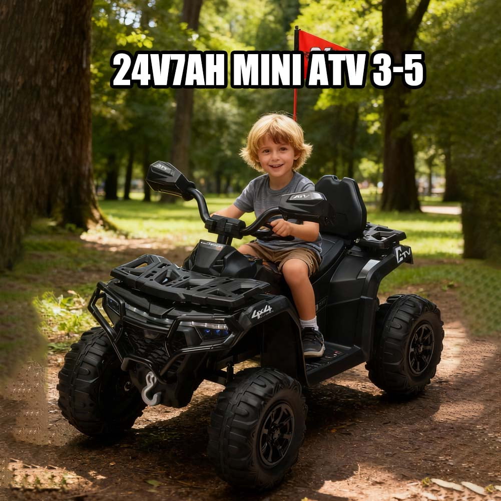 24V Kids Electric Car with Color LED Lights & Bluetooth | 2WD Off-Road ATV for Kids 3-8 | CPC & ASTM Certified All-Terrain Ride-On Toy