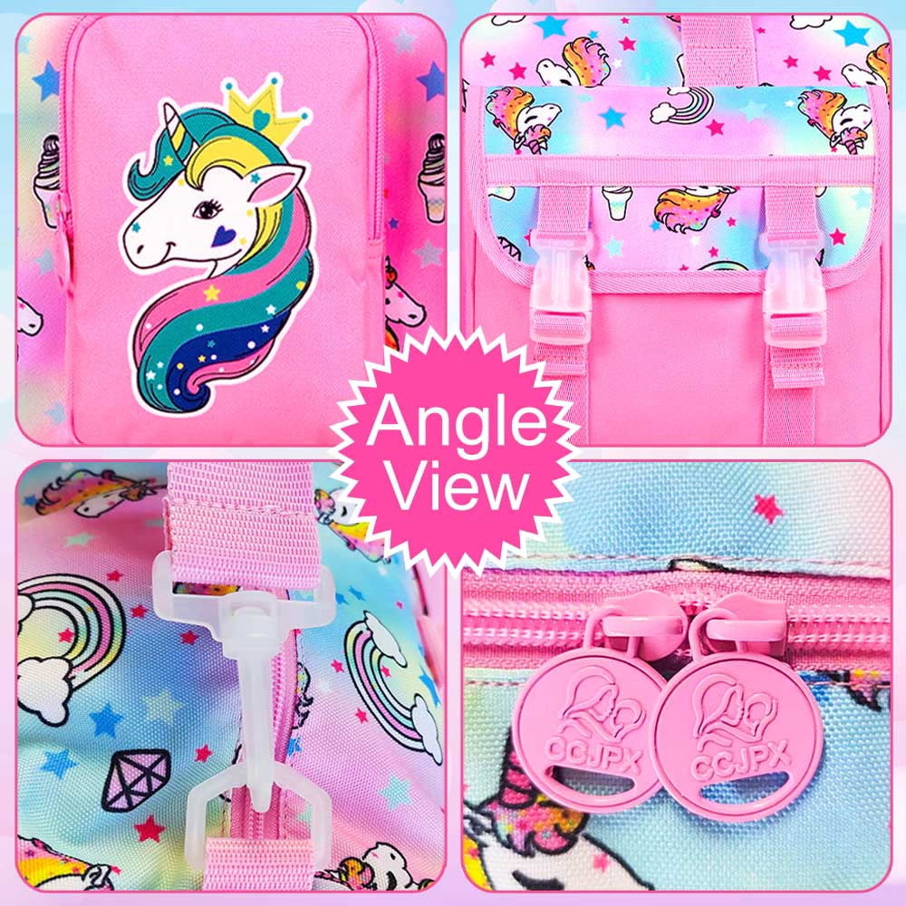 Kids Travel Duffle Bag for Girls with Shoe Compartment, A Sports Gym Weekender Overnight Sleepover Bag for Toddler Little Kid - Pink Unicorn