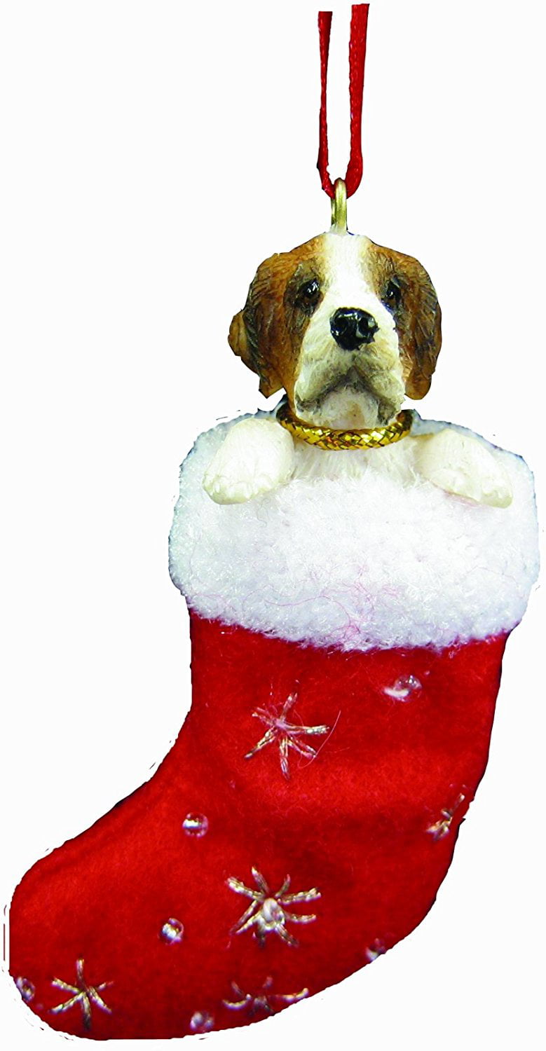 FAWN PUG in Stocking Christmas Ornament-Santa's Little Pals-by E&S Pets 