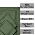 thumbnail image 7 of 4 Piece Zipper Sheet Set Includes (1 Zipper Fitted Sheet, 1 Flat Sheet And 2 Zipper PillowCase) with 8 Inch Deep Pocket 800 TC 100% Egyptian Cotton Solid Moss Color Olympic Queen Size, 7 of 7