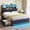 Linen Grey, variant on Size Bed Frame with  Storage Headboard and 4 Drawers, Upholstered Platform Bed  with LED Lights &  Station, No Box Spring Needed, Noise-Free, Dark Grey