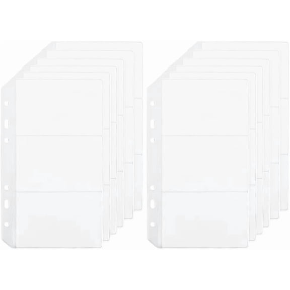 36 Pockets 12 Pack A6 Binder Pockets 6-Hole Budget Cash Envelopes Clear Zipper Pouches Loose Leaf Waterproof PVC Card Sleeves Folders for Planner Inserts Document Pouch Filing Office Supplies Clear