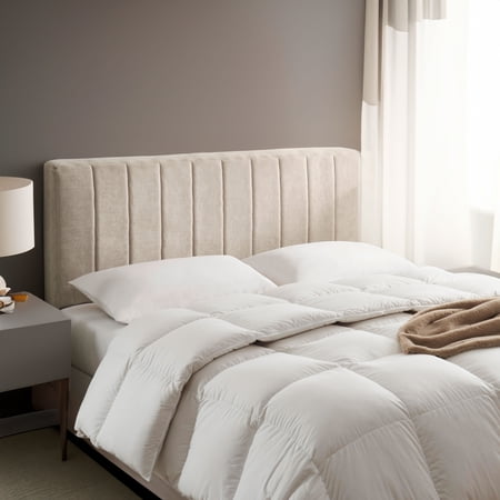 Lammlaoe King Headboard Only, Upholstered Wall Mounted, Peel and Stick Installation, Sound Reducing 3D Panel Design, Easy Assembly, Beige