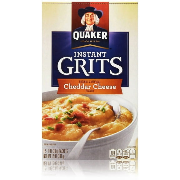 Quaker Instant Grits Cheddar OIF8 Cheese Flavor 12 1-oz Packs (2 Boxes)