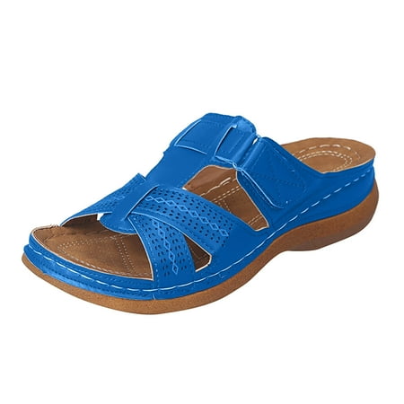 

Leather Slipper Ladies Orthopedic Shoes Open Toe Sandals Ladies Platform Slippers Summer Beach Rubber Soft Sole Platform Sandals Non-Slip Lightweight Comfortable Shoes