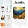 thumbnail image 6 of Honeii Elegant Sunset Sunflower print Leather Coaster Set of 4, ideal for safeguarding your furniture from drinks spills and effortless cleanup-Square, 6 of 6