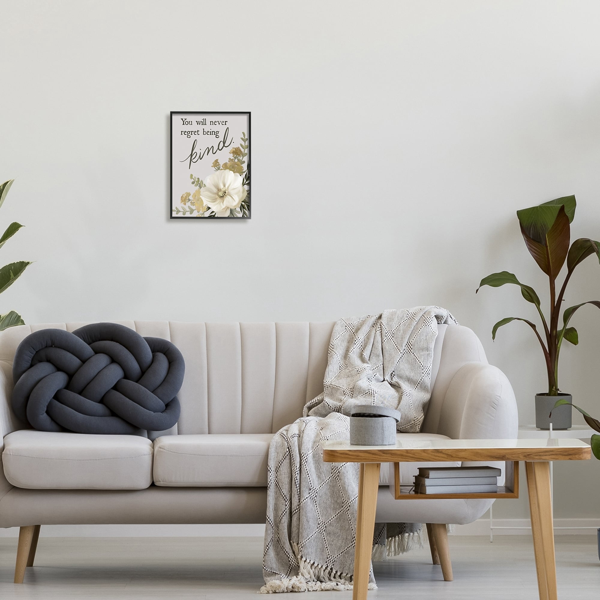 Stupell Industries You'll Never Regret Being Kind Phrase Neutral White Poppy, 16 x 20, Design by House Fenway