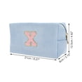 thumbnail image 2 of Ofertas Únicas 1 Pc Bolsa de Maquillaje Rectangular de Pana Letra X Azul Cielo, 2 of 5